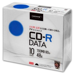 画像1: HIDISC　TYCR80YP10SC CD-R データ用 48倍速 700MB ホワイトワイドプリンタブル 5mmスリムケース 10枚  