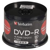 Verbatim(TYコード）VHR12JP50SV1TY 録画用（ＣＰＲＭ対応）ＤＶＤ-Ｒ16倍 １スピンドル５０枚 