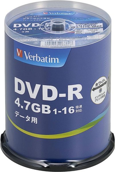 画像1: Verbatim DHR47JP100V4 ＤＶＤ-Ｒ16倍 １スピンドル10０枚  (1)