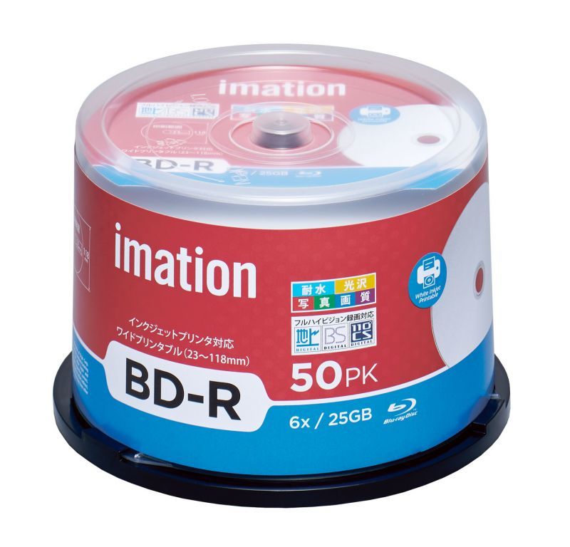 imation IM085 録画用耐水・光沢写真画質（ウォーターシールド）BD-R6倍1スピンドル50枚 ブランクメディア販売